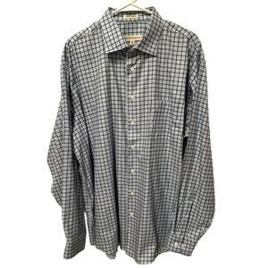 PRONTO UOMO Mens 100% Cotton No Iron Blue Plaid Button Down Shirt, Size 2XLT